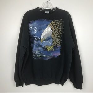 Vintage Tultex Men LIVING EPISTLES with Wings as Eagles 1990 Black Sweatshirt XL